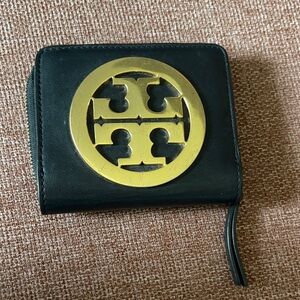Tory Burch Black Card Holder with Gold Emblem